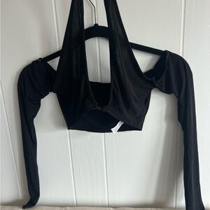 PrettyLittleThing Black Long Sleeve Bra Top